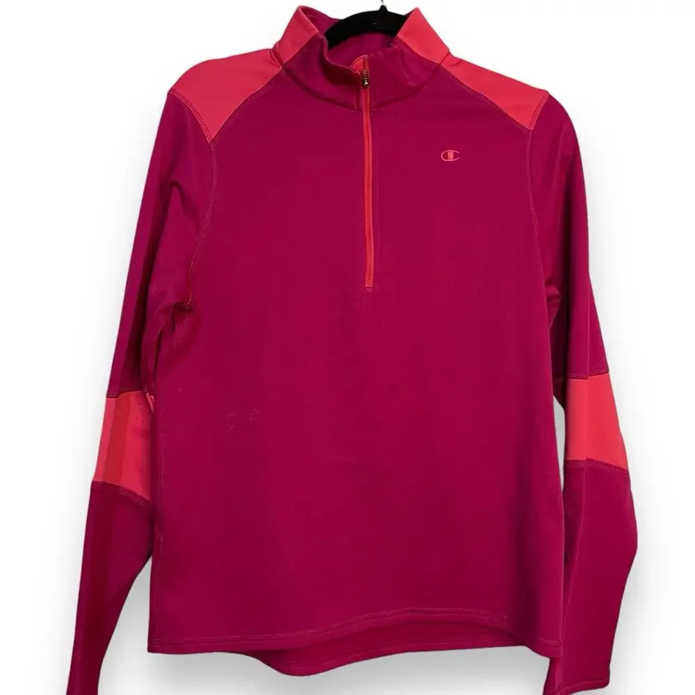 Champion Powertrain Sweatshirt Womens M Pink Thumb Holes Athleisure Athletic Top